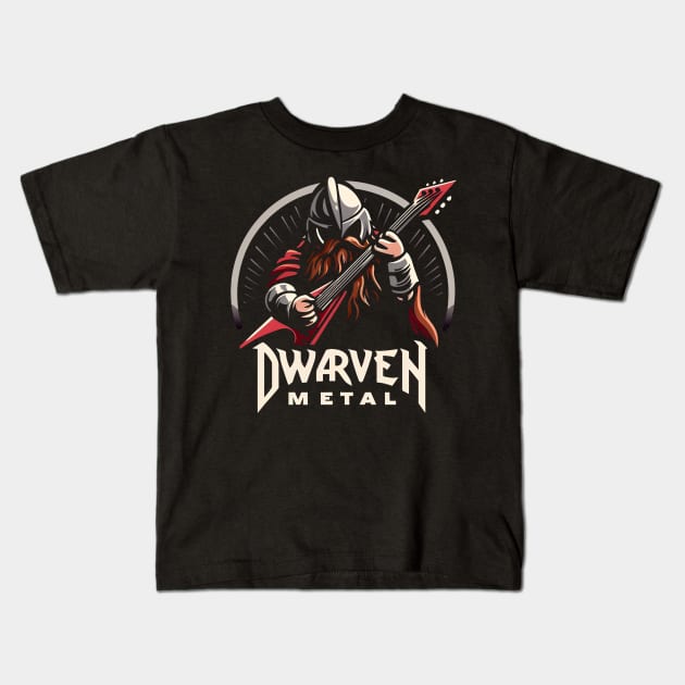 Dwarven Metal - Dwarf Guitar Hero - Fantasy Kids T-Shirt by Fenay-Designs